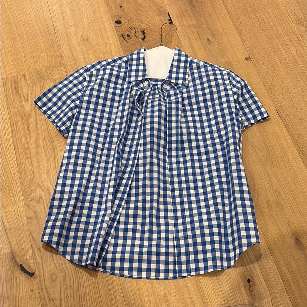 Blue and White Checkered Kids Shirt size 14